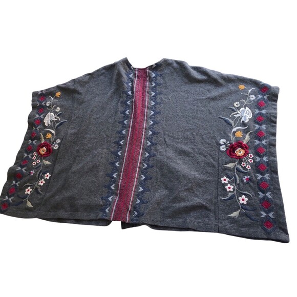 JOHNNY WAS Embroidered Blanket Poncho Cardigan Cotton EUC Size XS - Picture 10 of 12